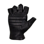 Deer Skin Leather Fingerless Riding Gloves Black Padded Wrist Strap Breathable