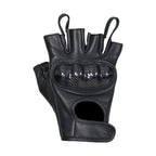 Fingerless Deer Skin Leather Gloves With Padded Knuckle Protectors Adjustable Strap