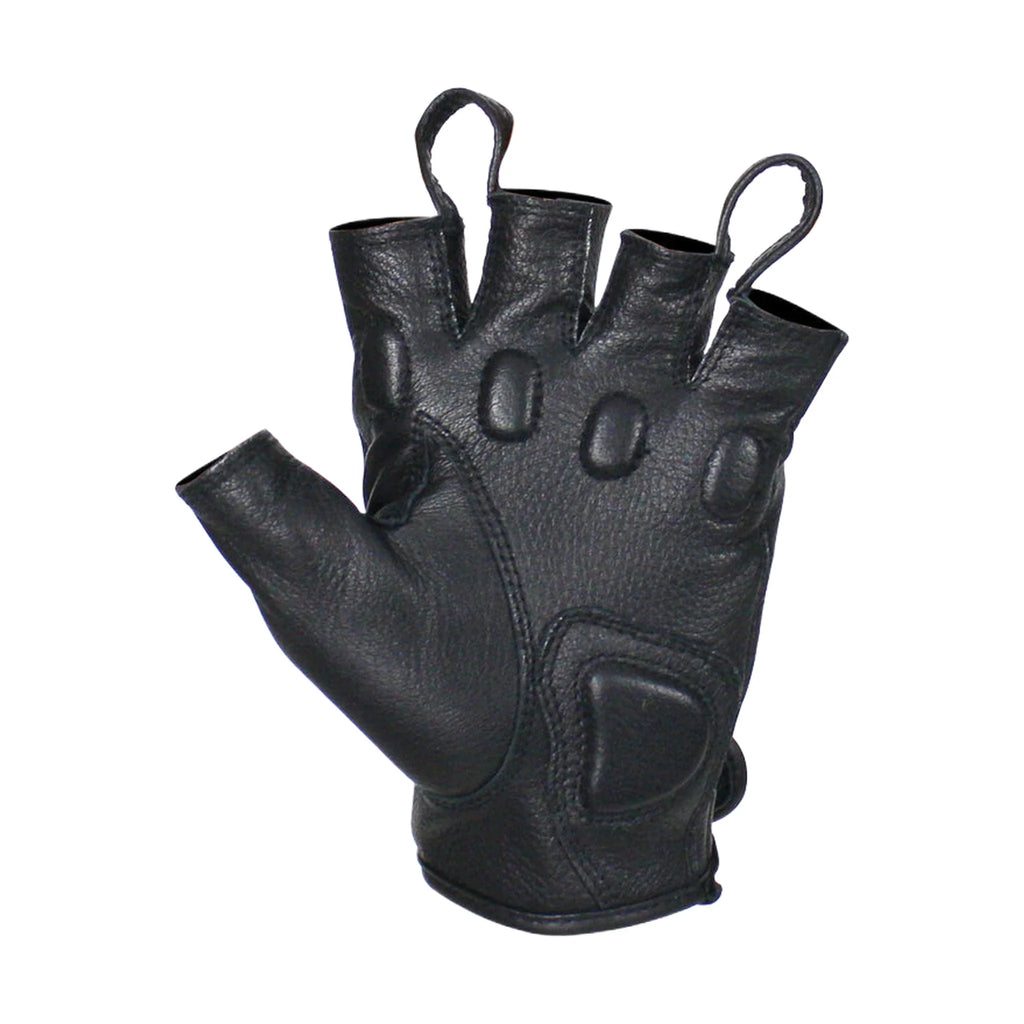 Fingerless Deer Skin Leather Gloves With Padded Knuckle Protectors Adjustable Strap