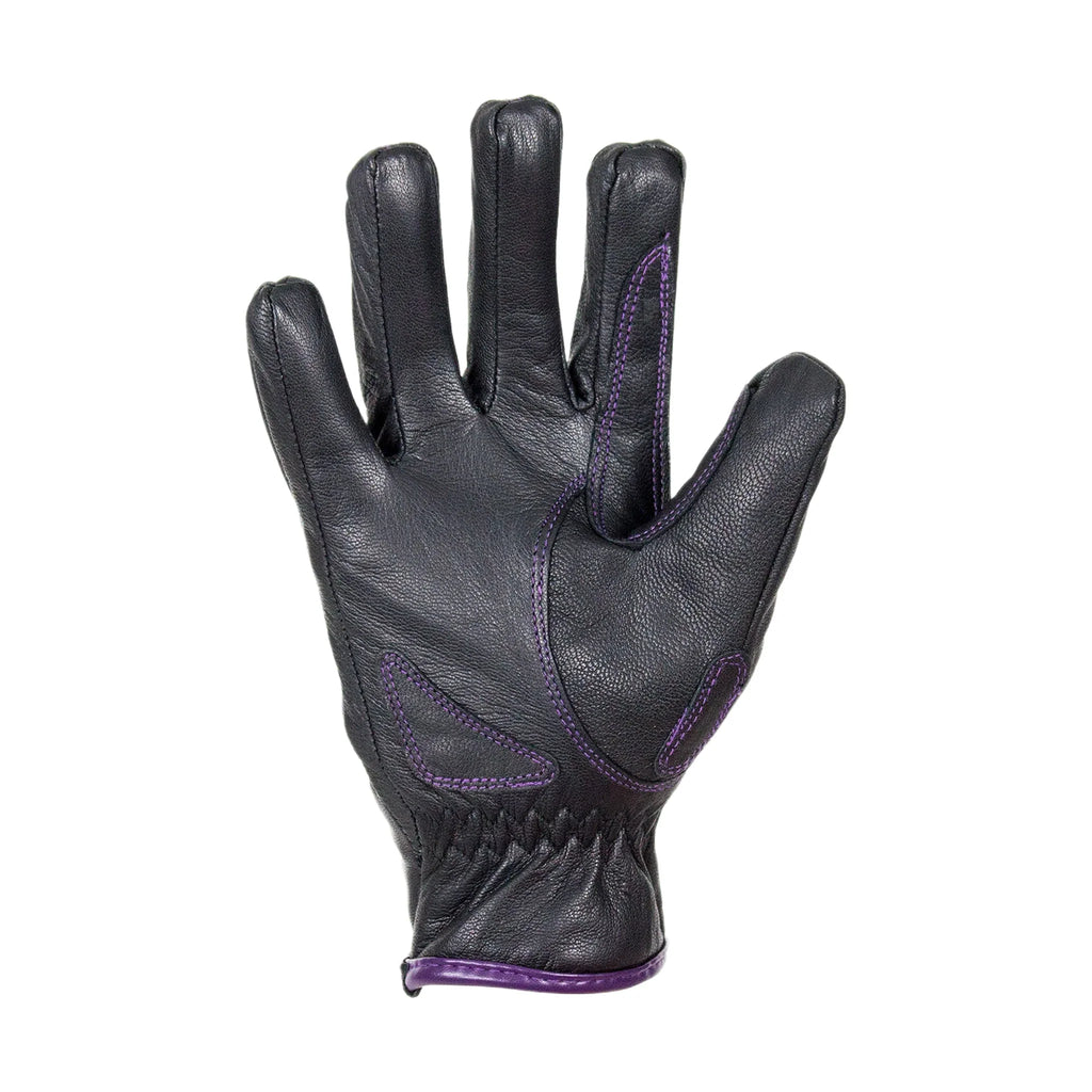 Purple-Heart Graphic Embroidered Leather Gloves