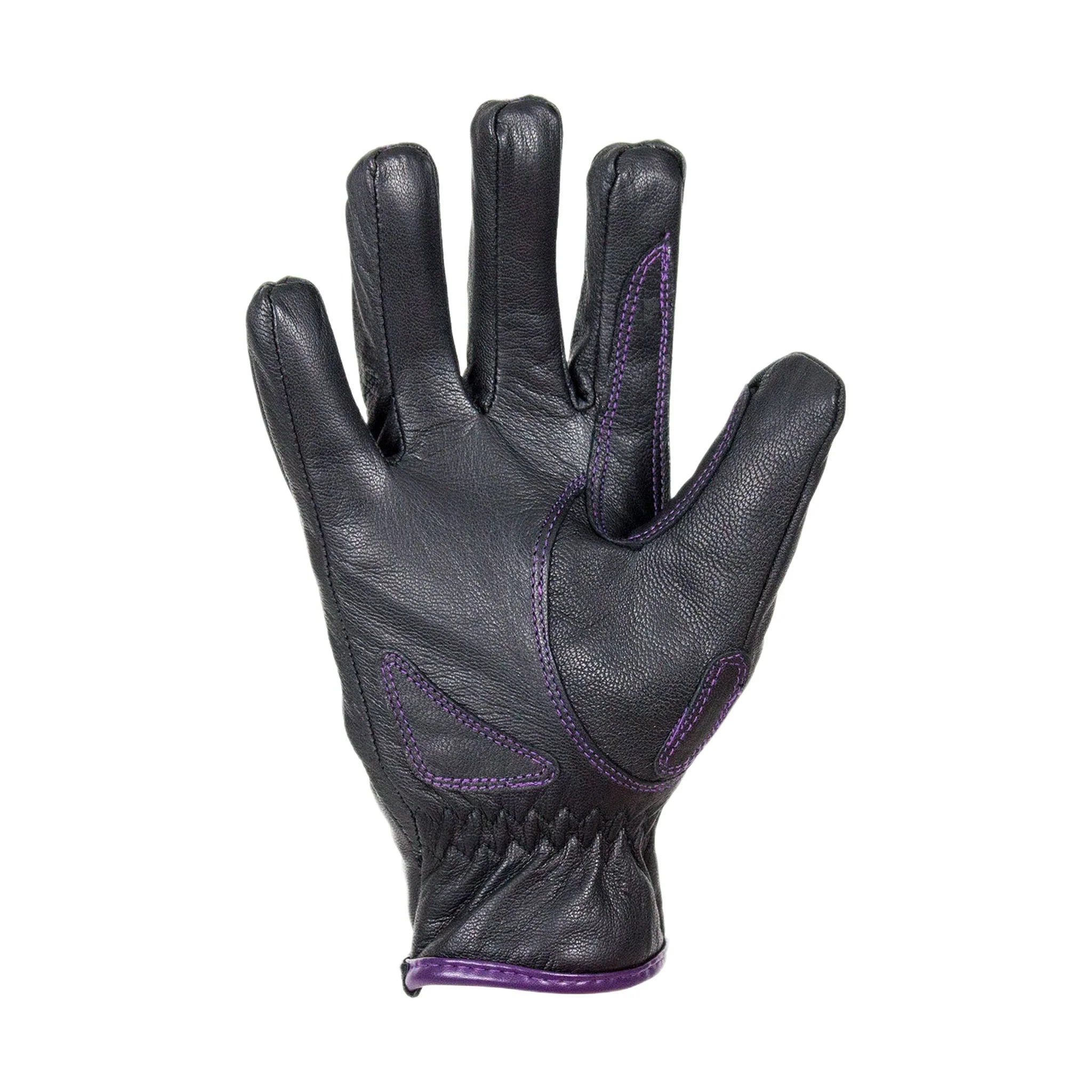 Purple-Heart Graphic Embroidered Leather Gloves