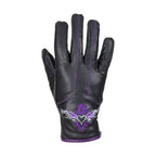 Purple-Heart Graphic Embroidered Leather Gloves