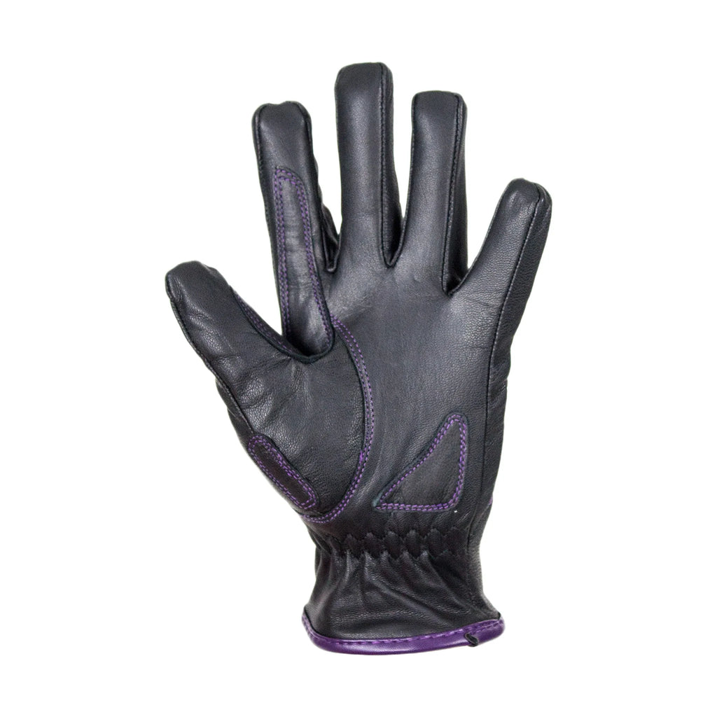 Purple-Heart Graphic Embroidered Leather Gloves