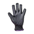 Purple-Heart Graphic Embroidered Leather Gloves