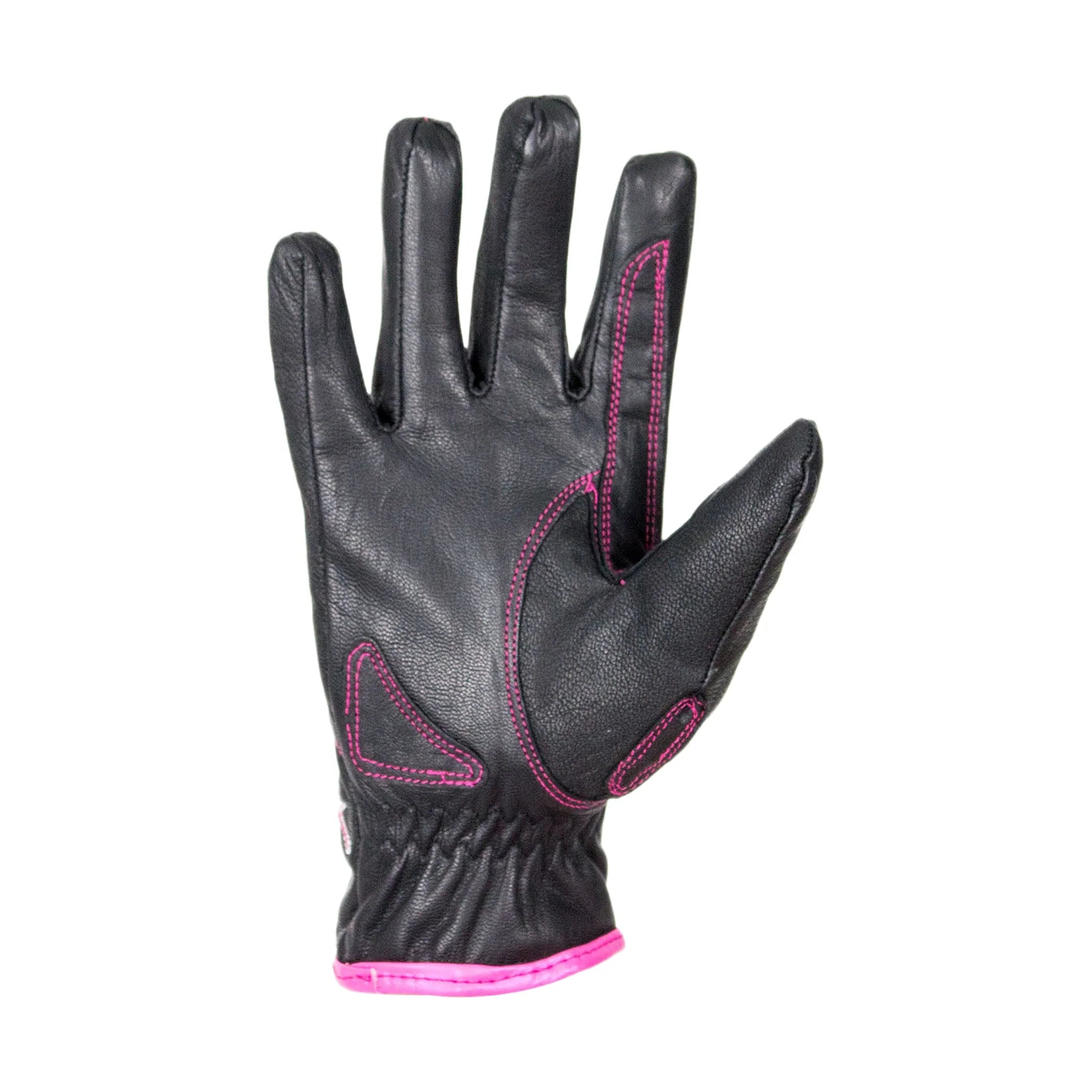 Pink-Rose Graphic Embroidered Leather Gloves