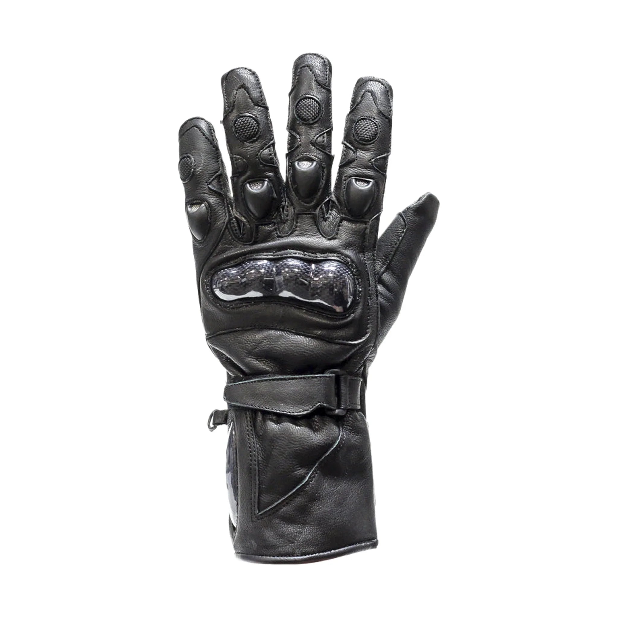 Men's Padded Leather Racing Gloves Hard Knuckle Protector Air Vents Adjustable Fit