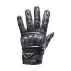 Men's Padded Racing Gloves Leather Black Hard Knuckle Protector Ventilated