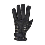 Men's Studded Full Finger Motorcycle Gloves Dream Apparel Black Leather Padding