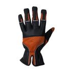 Leather Riding Gloves Dream Apparel Black with Orange Mesh Full Finger Padded Reflective