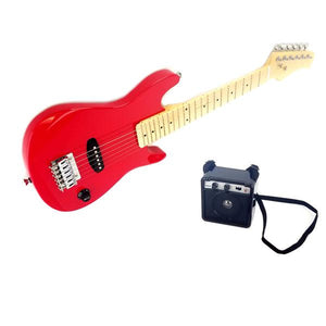 Kids 30 Inch Electric Guitar Combo, 5W Amp Loudspeaker, Solid Wood Body, Red