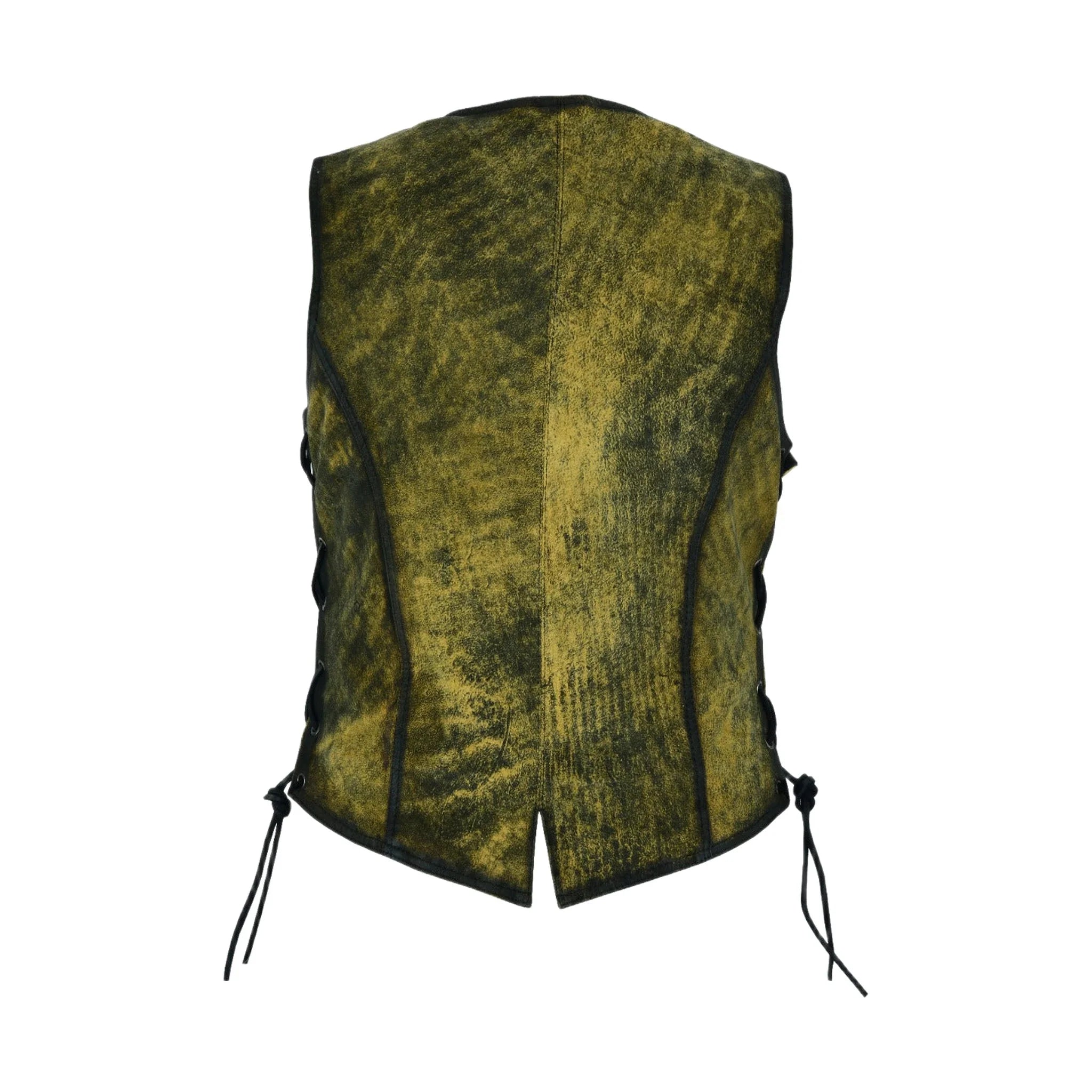 Womens Longer Cut Rub-Off Brown Leather Motorcycle Vest