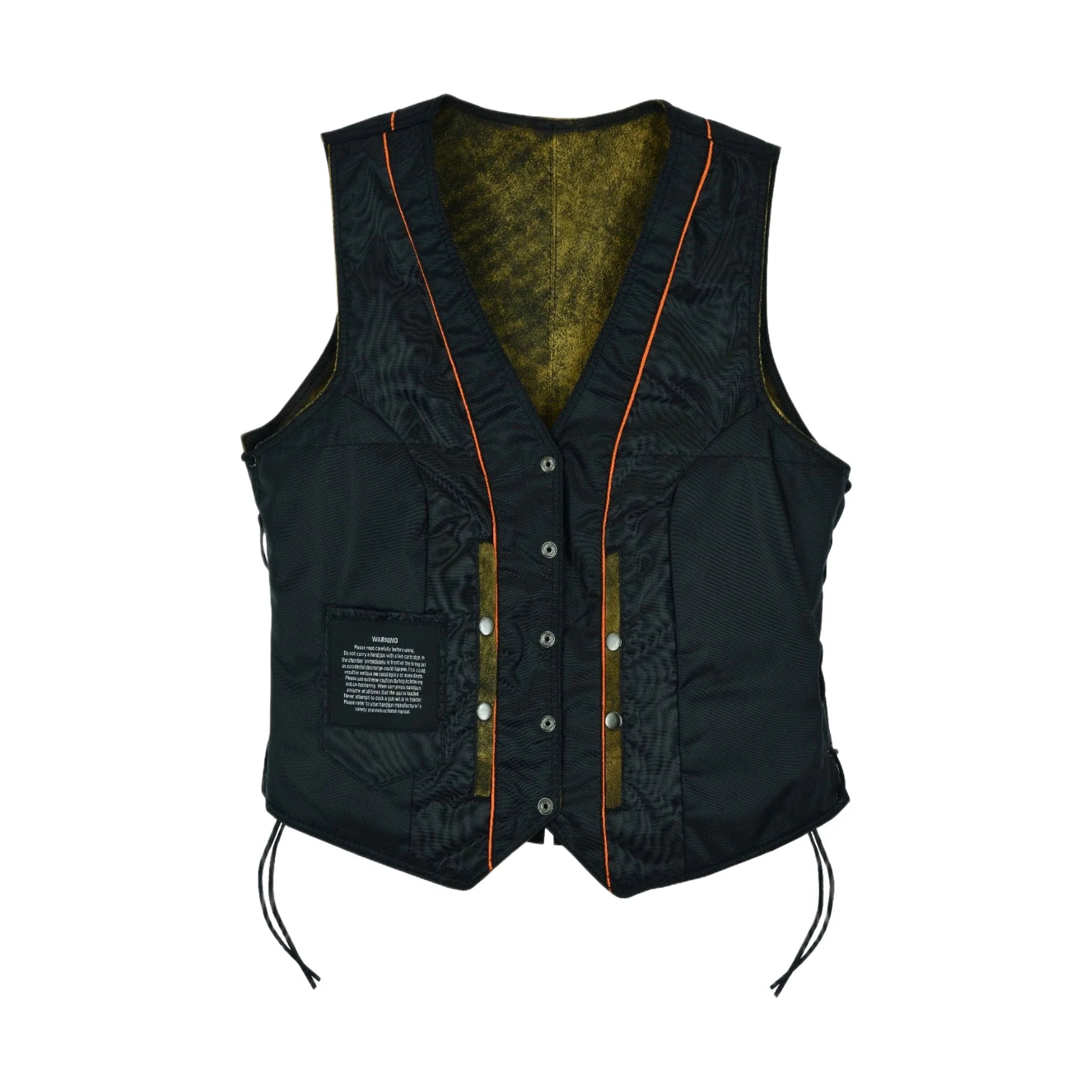 Womens Longer Cut Rub-Off Brown Leather Motorcycle Vest