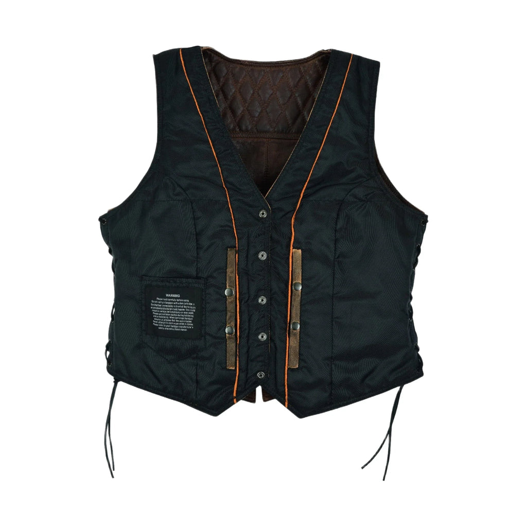 Premium Cowhide Ladies Brown Vest with Diamond Design