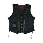 Premium Cowhide Ladies Brown Vest with Diamond Design