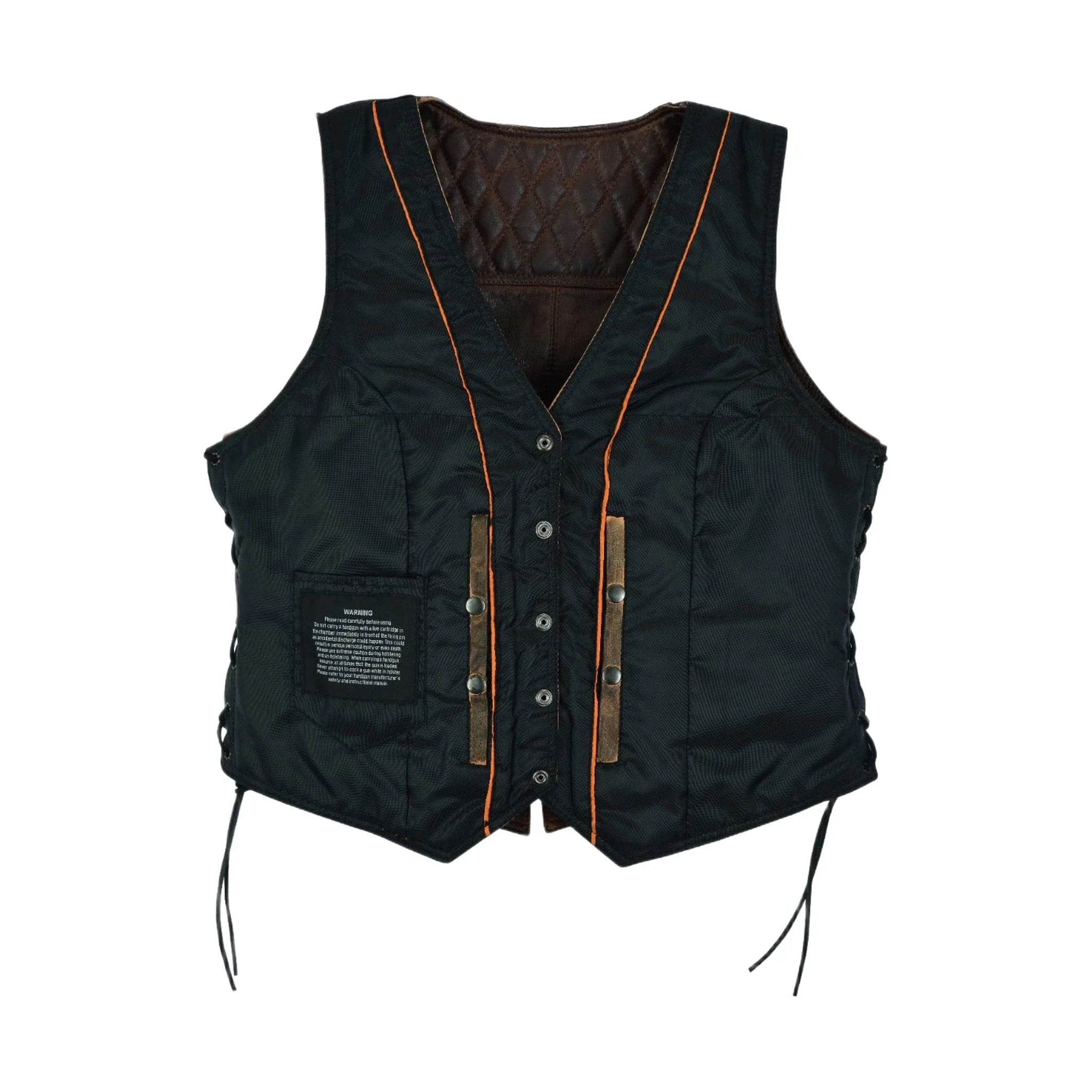 Premium Cowhide Ladies Brown Vest with Diamond Design