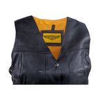 Womens Cowhide Leather Motorcycle Vest With 7 Pockets