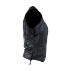 Womens Cowhide Leather Motorcycle Vest With 7 Pockets