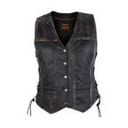 Womens Distressed Brown Naked Cowhide Leather Vest