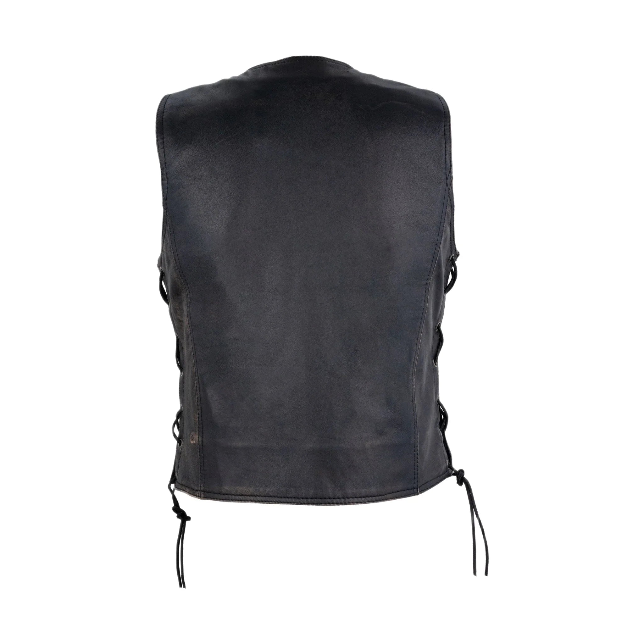 Womens Distressed Brown Naked Cowhide Leather Vest