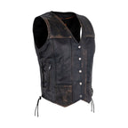 Womens Distressed Brown Naked Cowhide Leather Vest