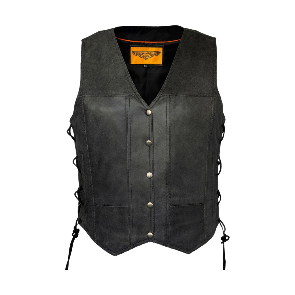 Women's Gray Club Vest with Concealed Carry Pockets & Side Laces