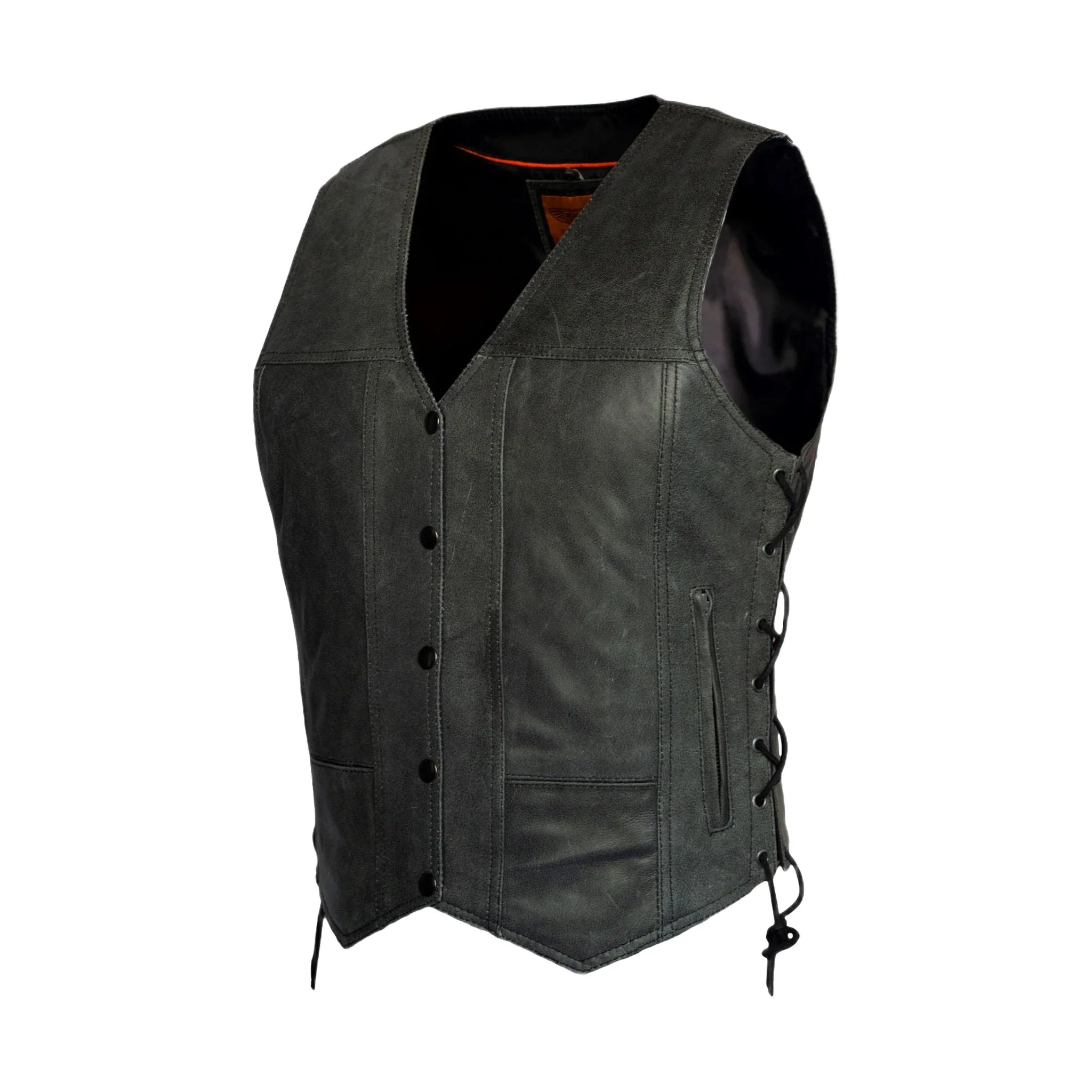 Women's Gray Club Vest Dream Apparel Soft Leather Concealed Carry Side Laces