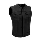 Women Motorcycle Club Vest Dream Apparel Butter Soft Thick Leather Black