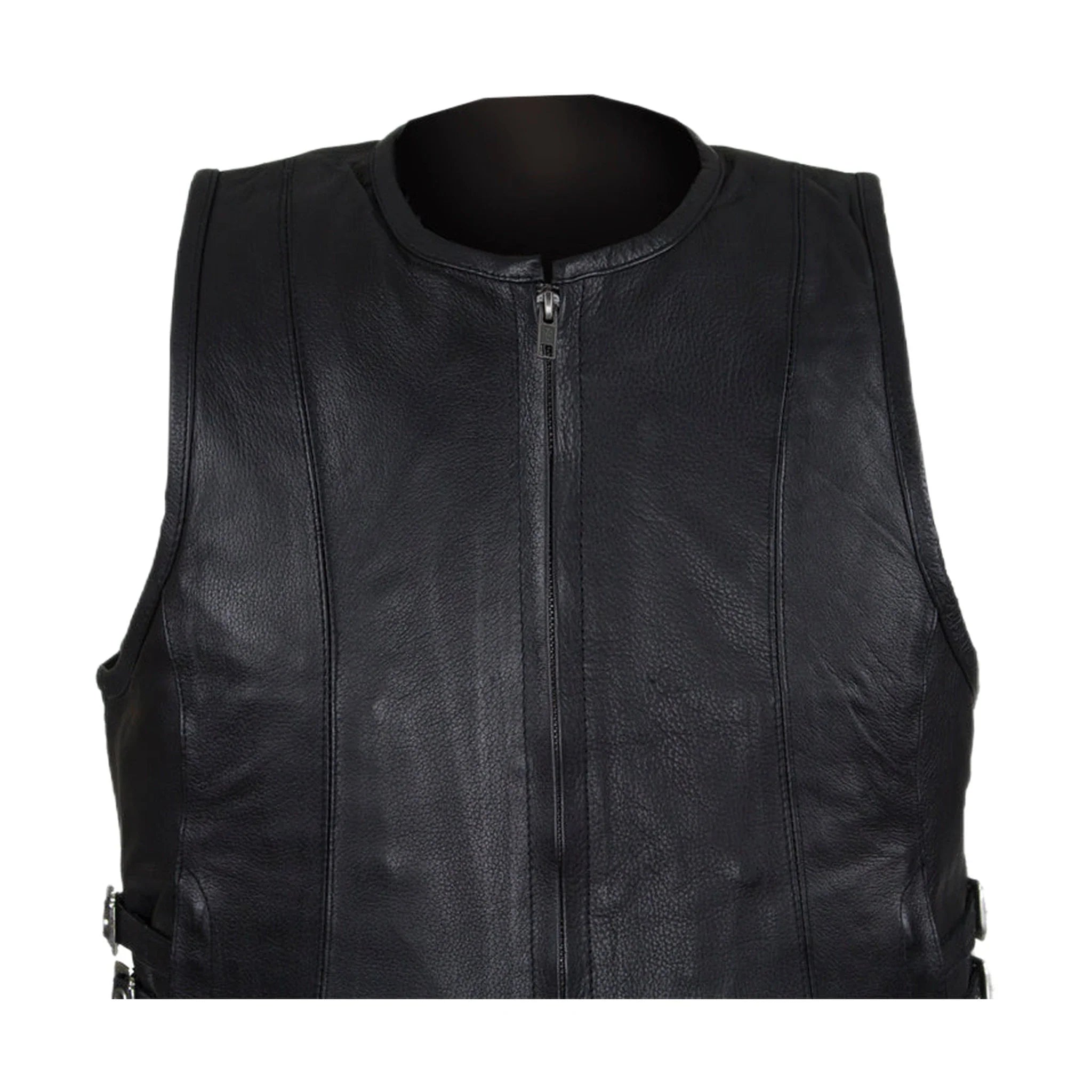 Women's Naked Cowhide Leather Motorcycle Vest