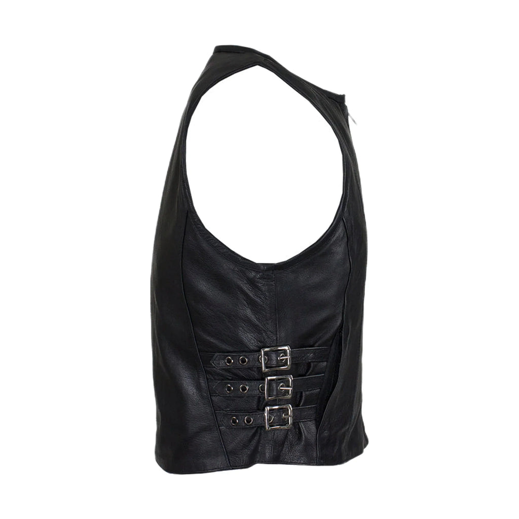 Women's Naked Cowhide Leather Motorcycle Vest