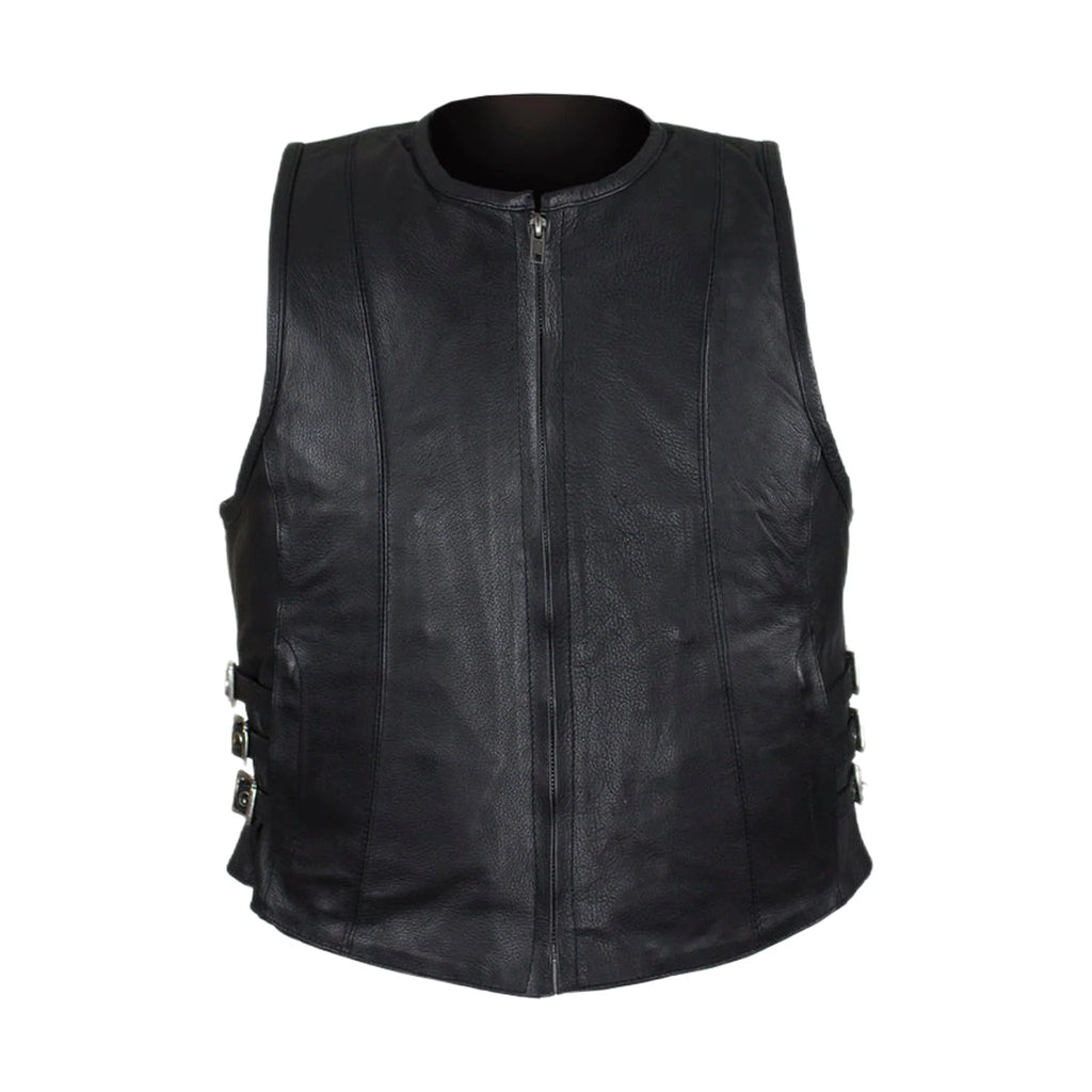 Women's Naked Cowhide Leather Motorcycle Vest