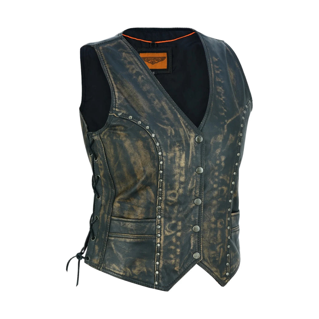 Women's Brown Studded Vest