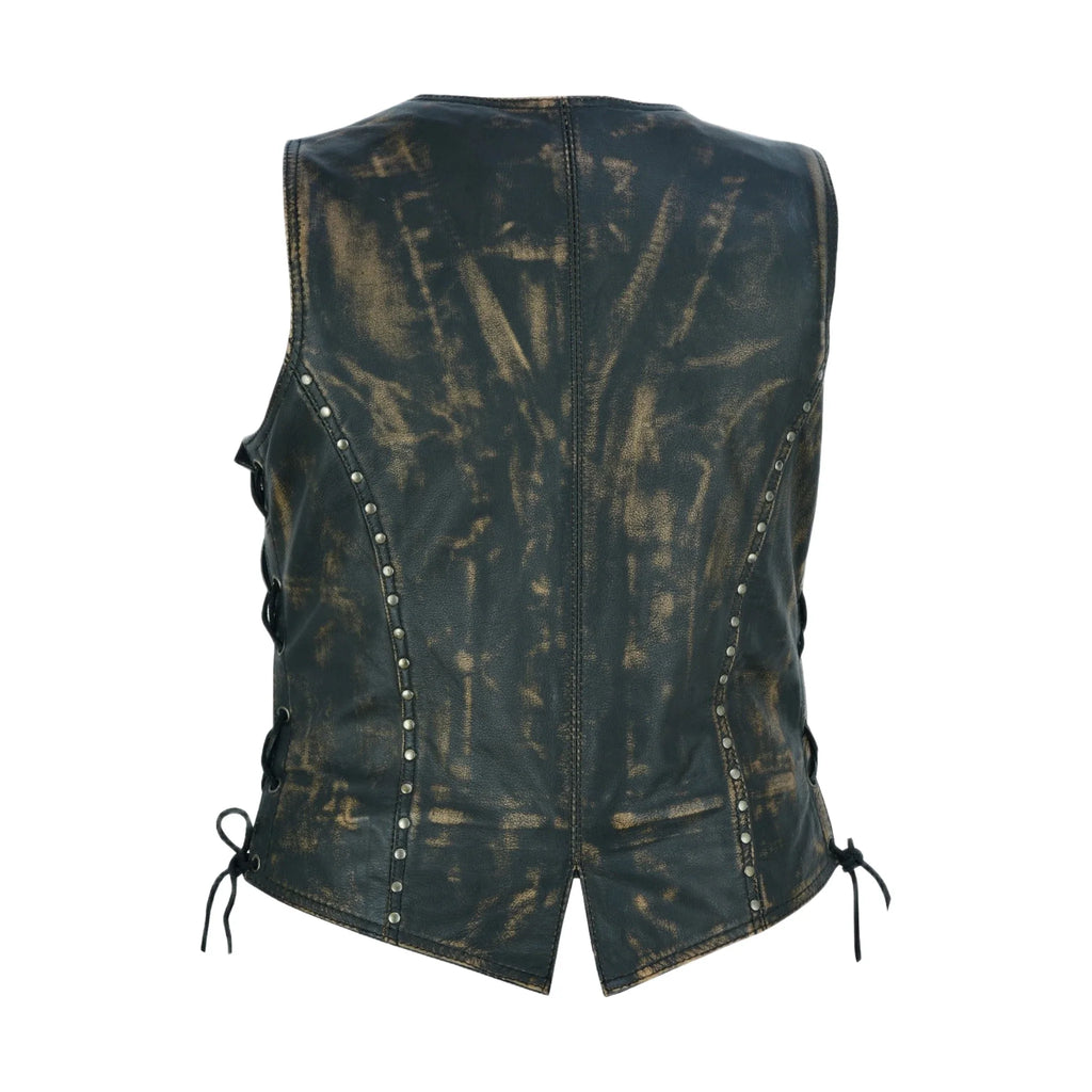 Women's Brown Studded Vest