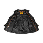 Dream Apparel Womens Studded Decorative Conchos Leather Motorcycle Vest With Concealed Pockets