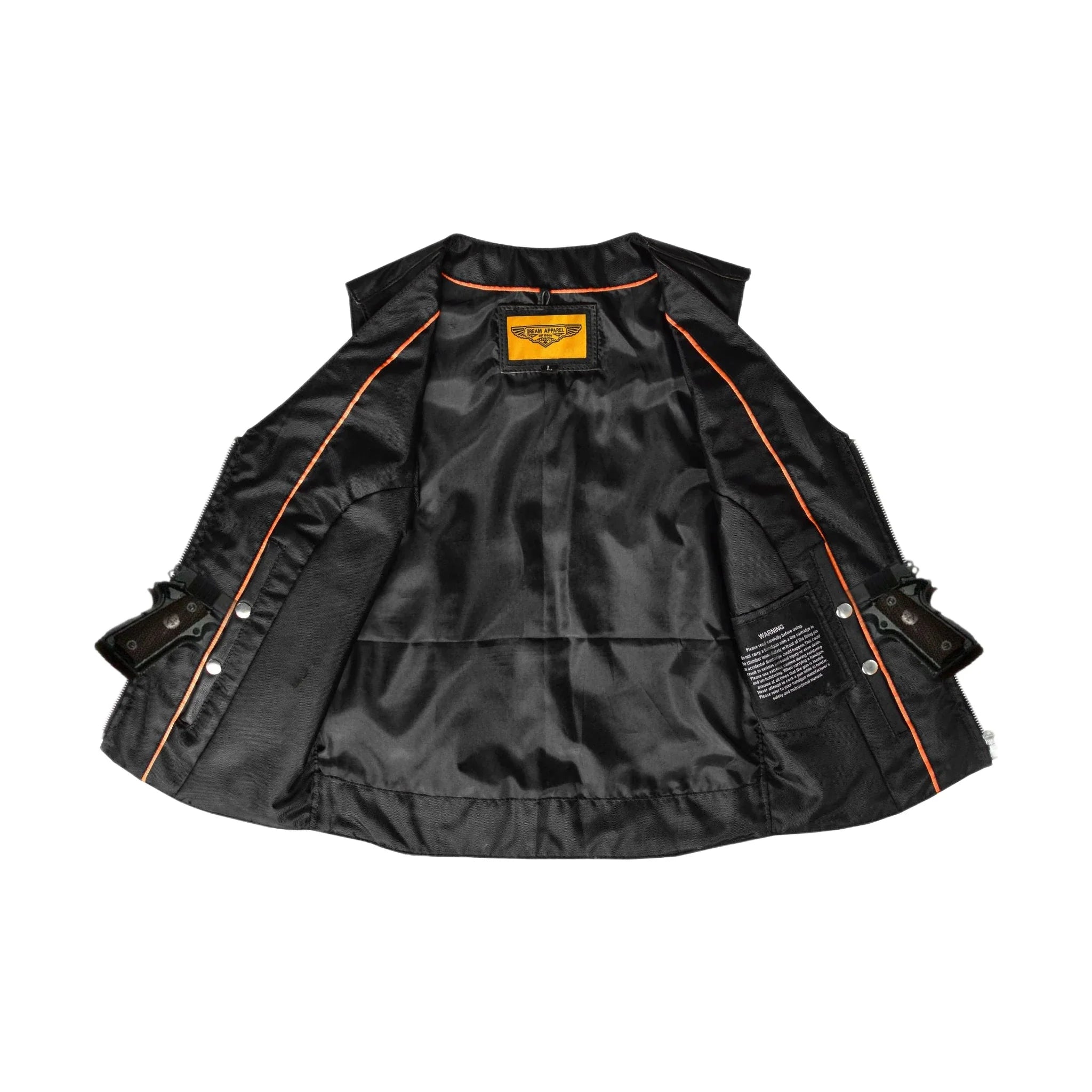 Dream Apparel Womens Studded Decorative Conchos Leather Motorcycle Vest With Concealed Pockets