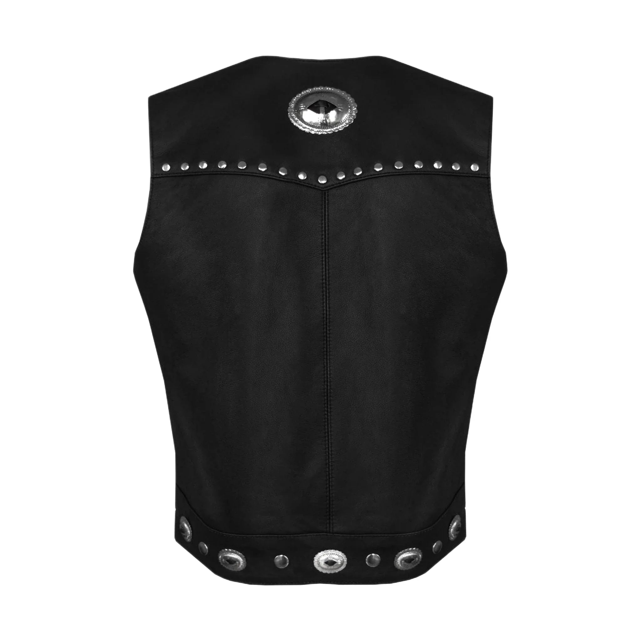 Dream Apparel Womens Studded Decorative Conchos Leather Motorcycle Vest With Concealed Pockets