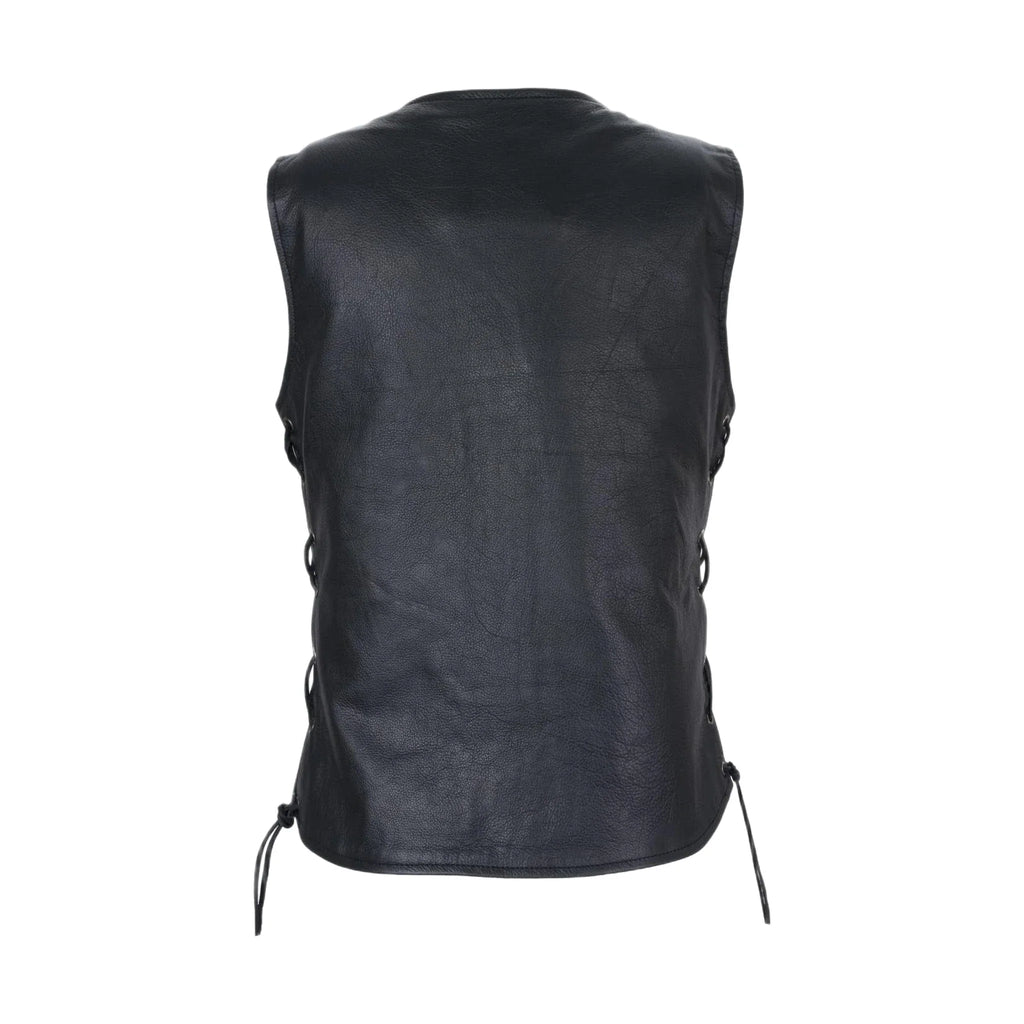 Womens Leather Vest With Concealed Carry & Side Laces 5-snaps on front