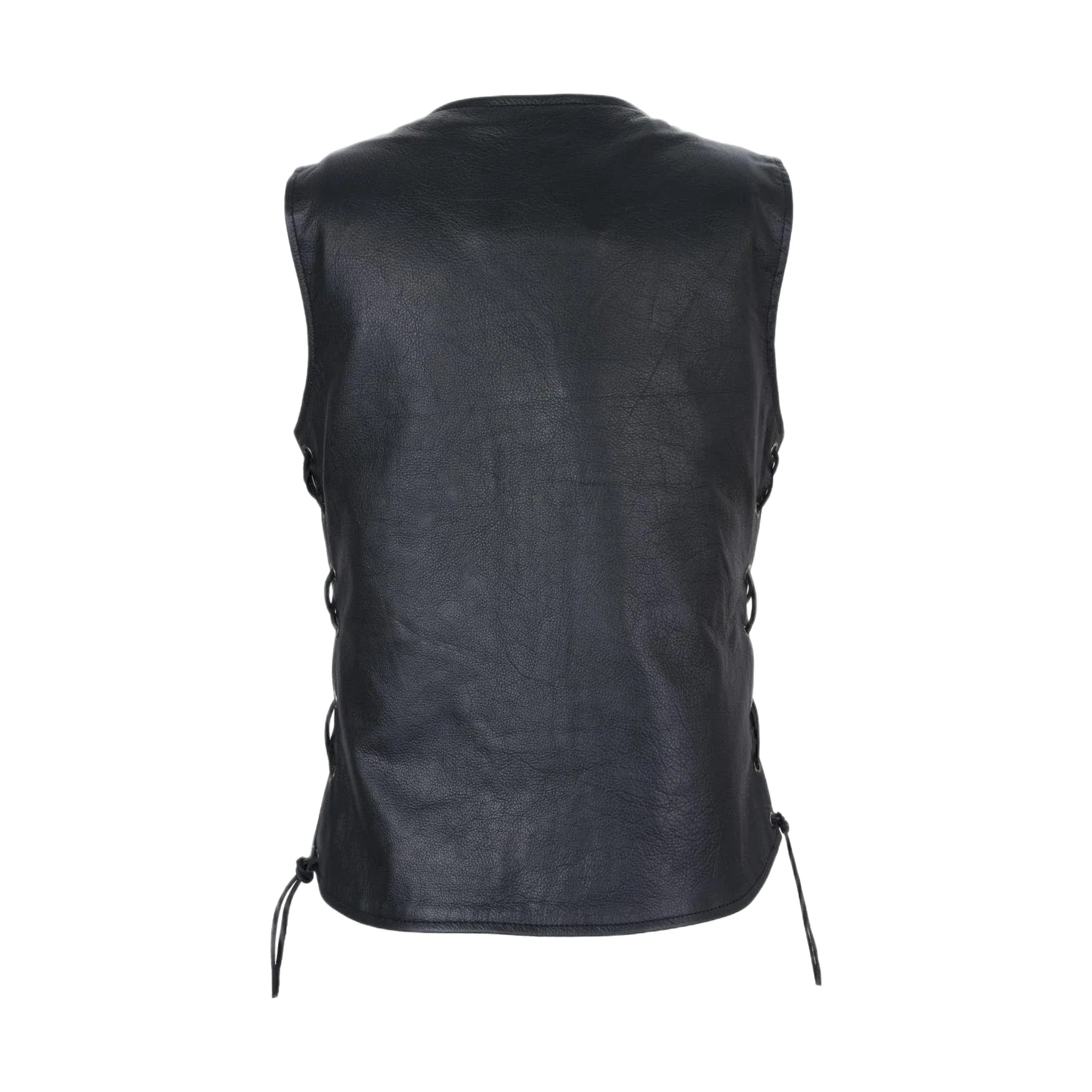 Womens Leather Vest With Concealed Carry & Side Laces 5-snaps on front
