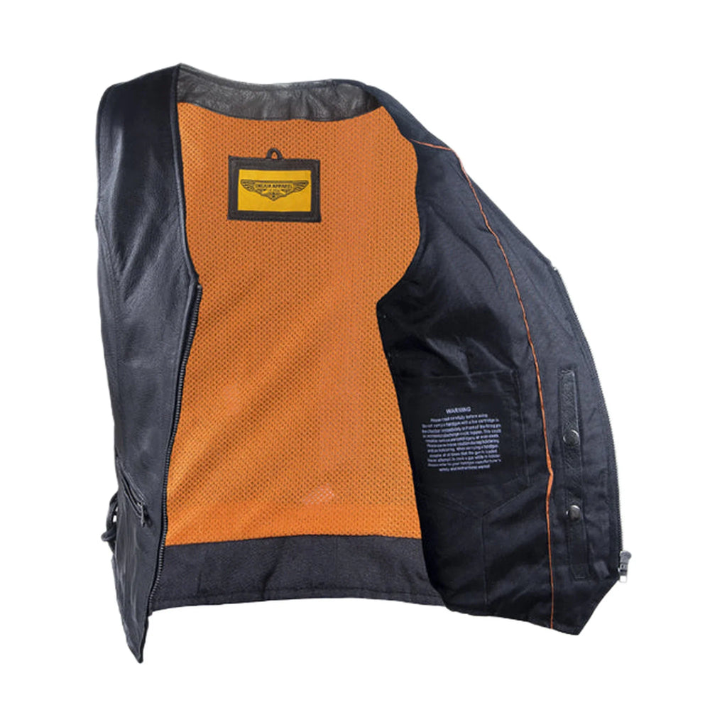 Womens Leather Motorcycle  Zip Up Leather Vest With Concealed Carry
