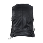 Dream Apparel Womens Leather Motorcycle  Zip Up Leather Vest With Concealed Carry
