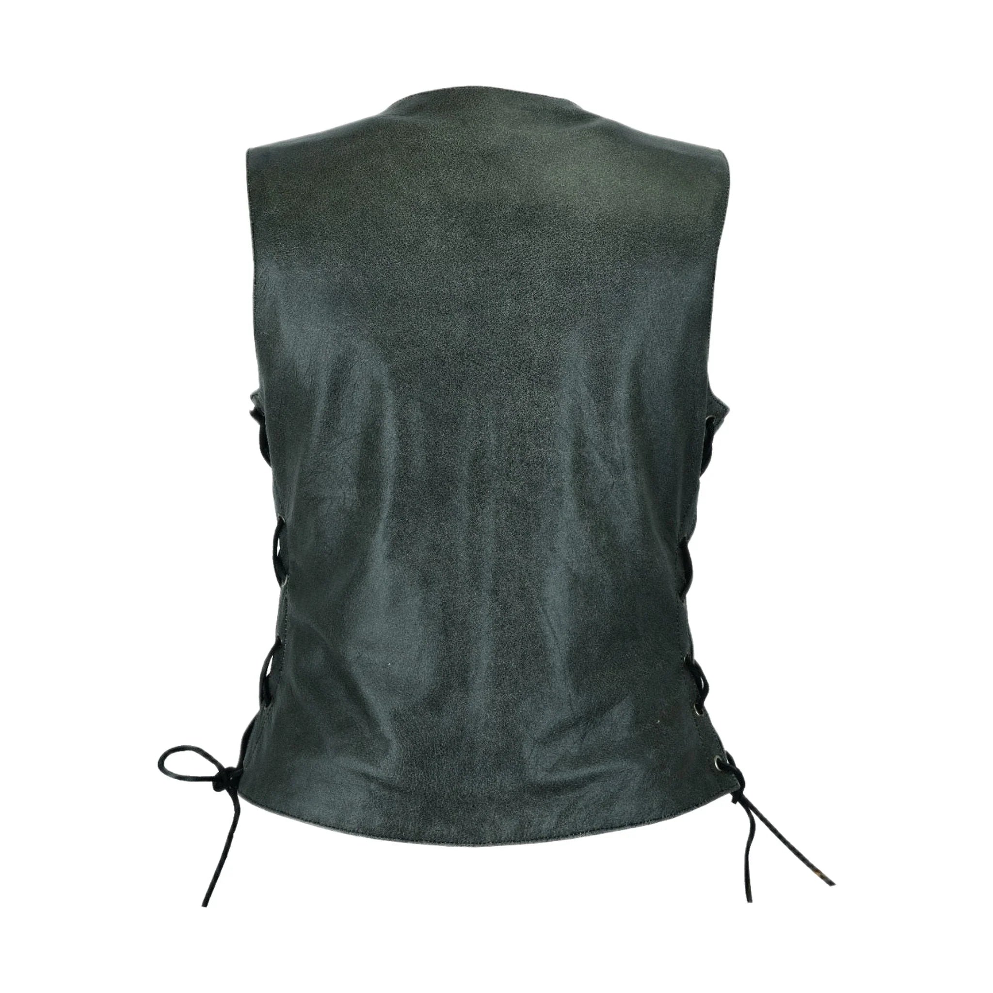 Dream Apparel Women Vest Side Laces Grey and with concealed pockets