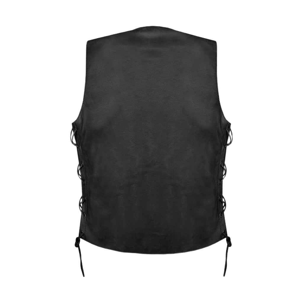 Dream Apparel Womens Motorcycle Leather Vest With Concealed Carry Pockets & Side Laces