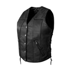 Motorcycle Leather Vest Dream Apparel Womens Soft Cowhide Concealed Carry Side Laces