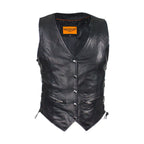 Dream Aparel Ladies Naked Cowhide Leather Vest With Laces