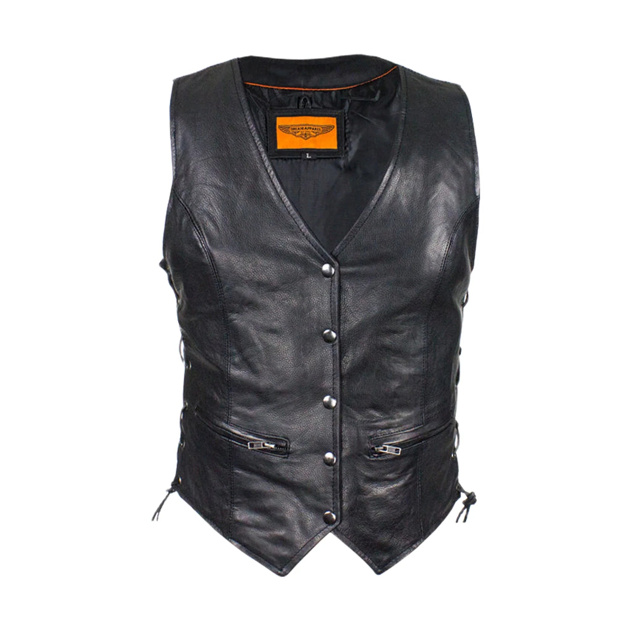 Dream Aparel Ladies Naked Cowhide Leather Vest With Laces