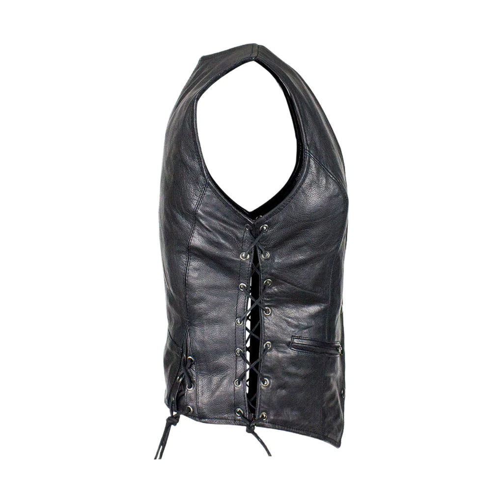 Dream Aparel Ladies Naked Cowhide Leather Vest With Laces