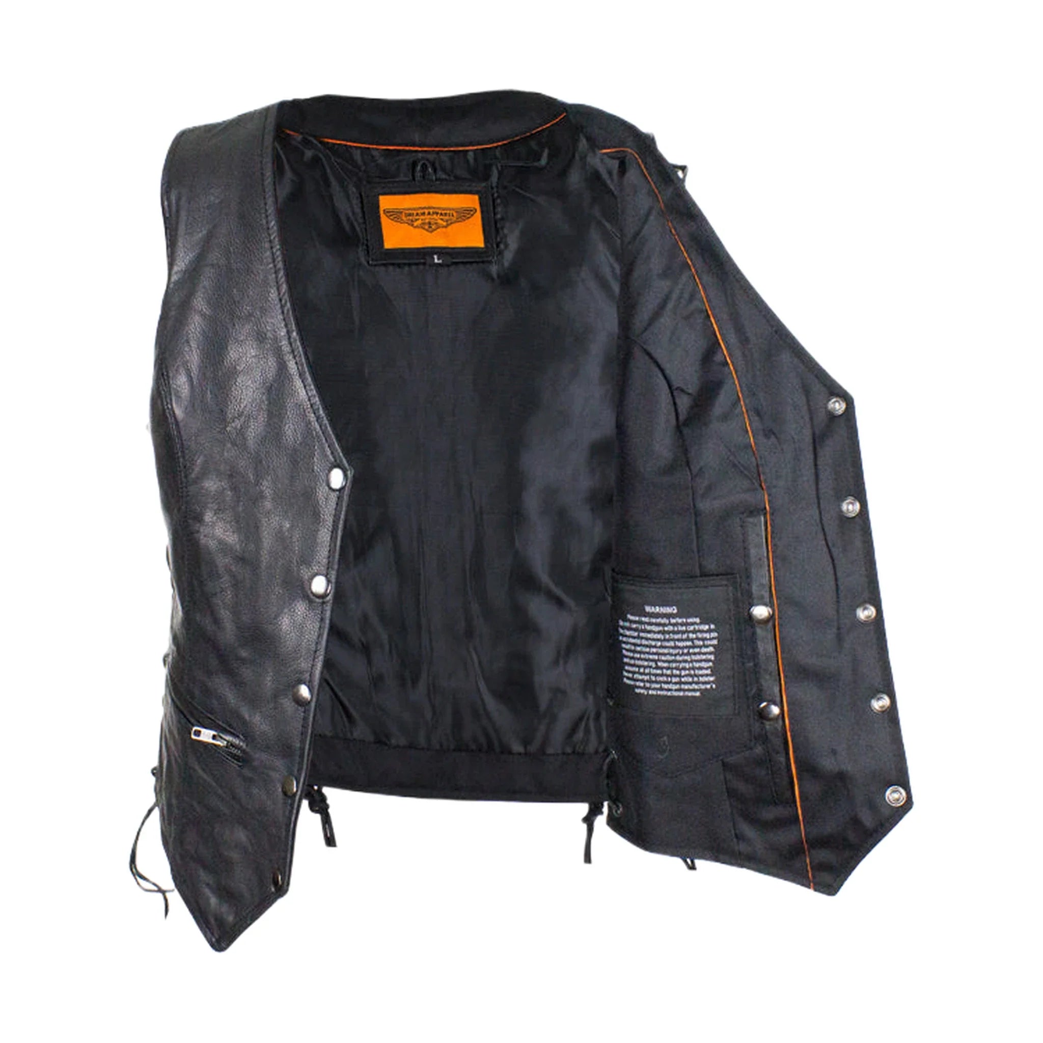 Dream Aparel Ladies Naked Cowhide Leather Vest With Laces