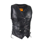 Ladies Naked Cowhide Leather Vest Dream Apparel Soft Lining Gun Pockets
