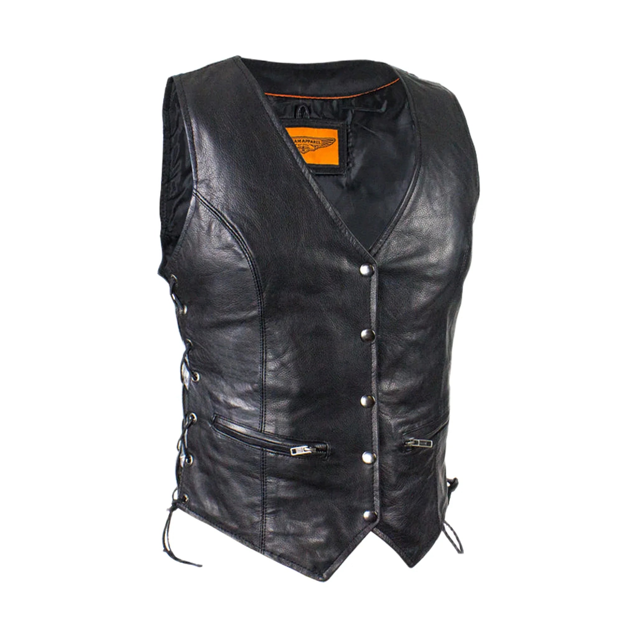 Ladies Naked Cowhide Leather Vest Dream Apparel Soft Lining Gun Pockets