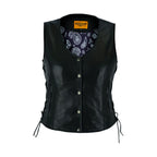 Dream Apparel Womens Vest Purple Paisley Lining Side Laces Conceal Pockets