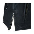 Women Zipper Front Vest with Bling, Side Zipper, Conceal Carry Pockets, Naked Cowhide Leather